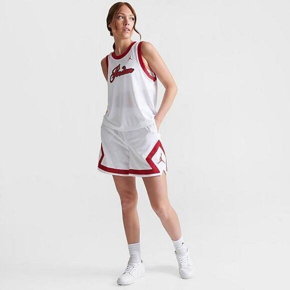 Jordan Heritage Diamond Basketball Shorts White Red DO5032-100 Women's Large L - Picture 9 of 15